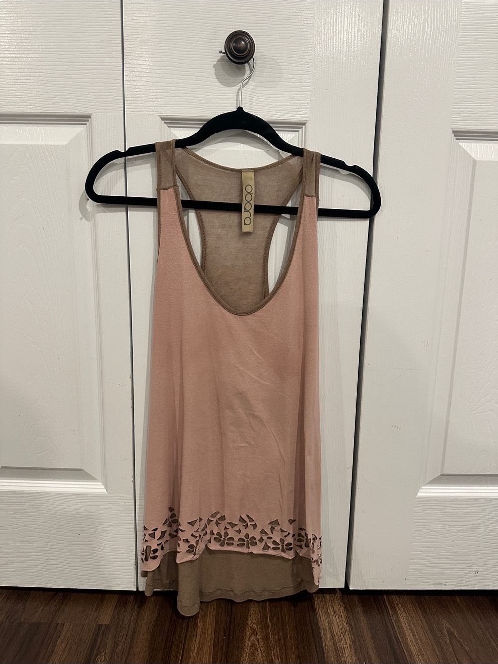 Blush Pink Layered Laser-Cut Tank Top